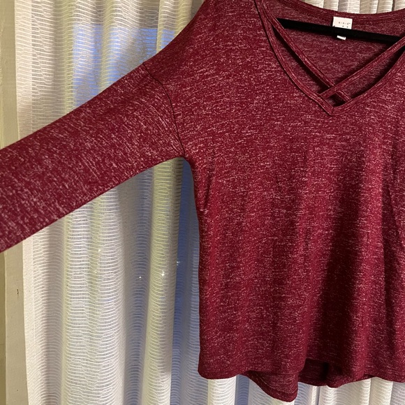 a new day Maroon Criss-Cross V-Neck Long Sleeve Top - Picture 6 of 10